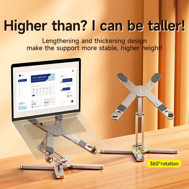 Laptop Stand with 360 Rotating Base, Computer Notebook Laptop Riser Metal Holder for Desk Collaborative Work, Fits All Macbook