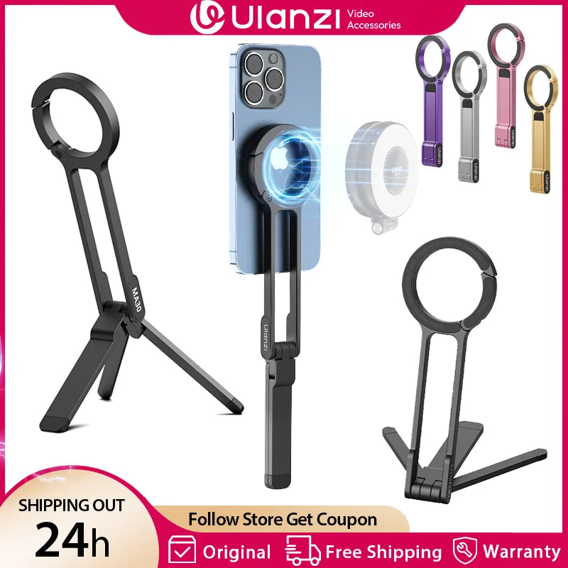 MA30 Magsafe Phone Tripod Dual-Sided Magnetic Phone Holder Phone Stand for Iphone 16 15 Outdoor Travel Vlog Livestreaming
