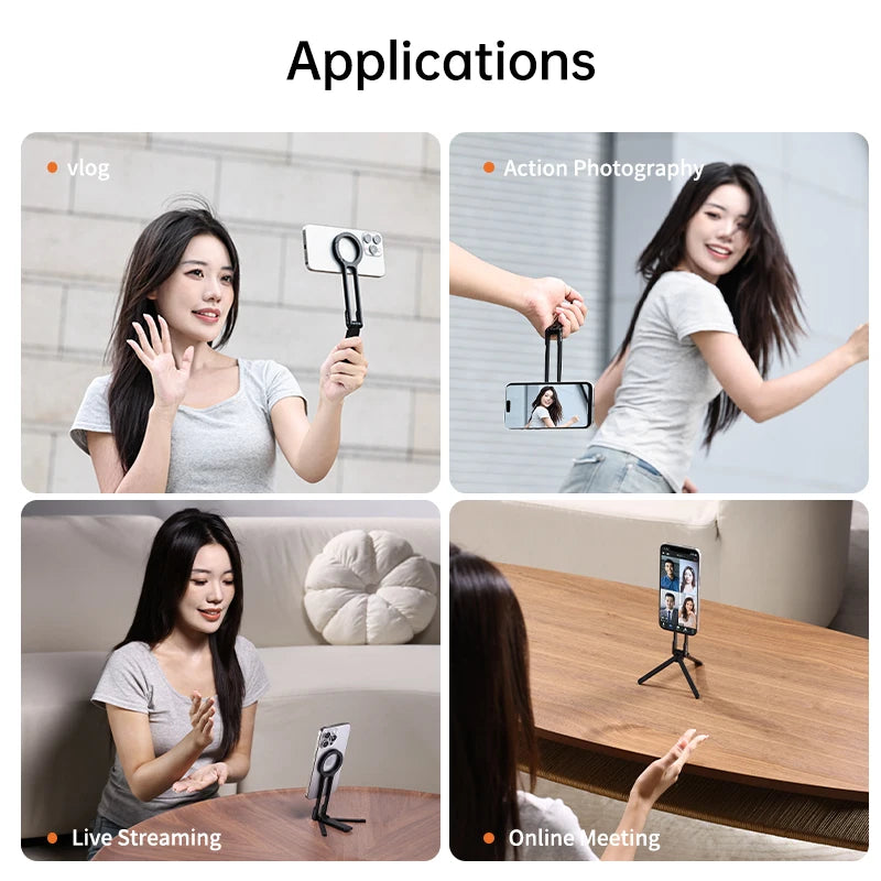 MA30 Magsafe Phone Tripod Dual-Sided Magnetic Phone Holder Phone Stand for Iphone 16 15 Outdoor Travel Vlog Livestreaming