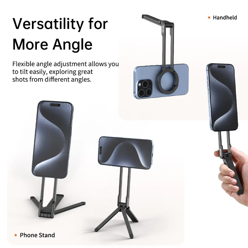 MA30 Magsafe Phone Tripod Dual-Sided Magnetic Phone Holder Phone Stand for Iphone 16 15 Outdoor Travel Vlog Livestreaming