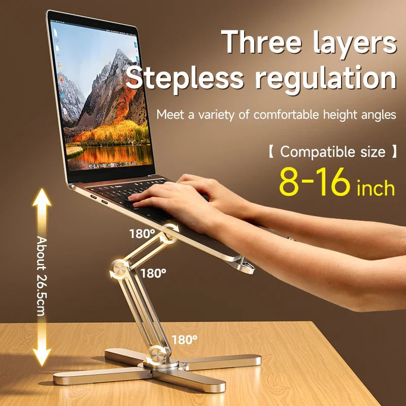 Laptop Stand with 360 Rotating Base, Computer Notebook Laptop Riser Metal Holder for Desk Collaborative Work, Fits All Macbook